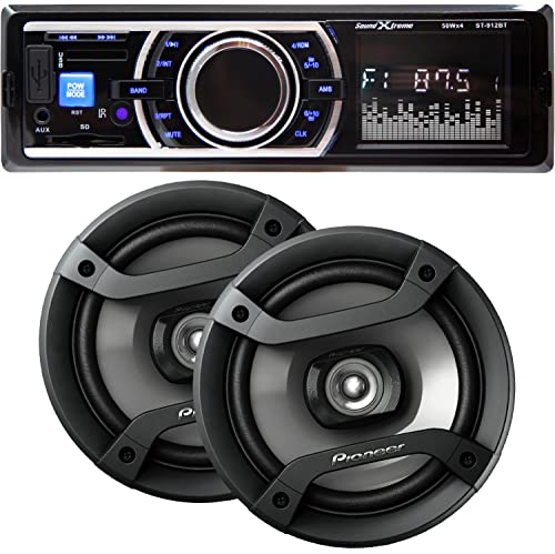 SoundXtreme ST-912 200W Single Din Digital Media Player Stereo Receiver with Bluetooth/USB/FM / MP3 with Detachable Face with 2X Pioneer 6.5 SoundXtreme ST-912 200W Single Din Digital Media Player Stereo Receiver with Bluetooth/USB/FM / MP3 with Detachable Face with 2X Pioneer 6.5